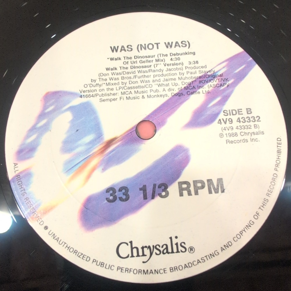 Was (Not Was) Walk The Dinosaur 12" Vinyl Single 1988 Chrysalis 4V9 43332 VG+ - Picture 6 of 6